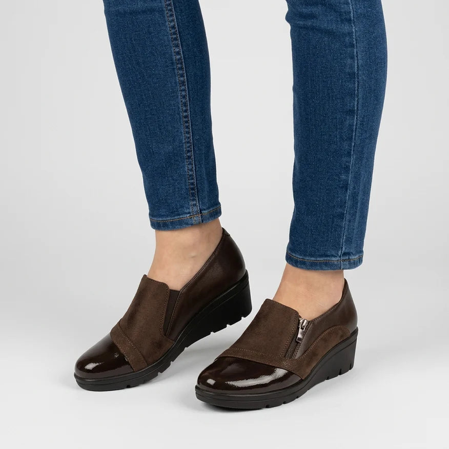 Sophie - Mocassino in Ecopelle Inserti Scamosciati