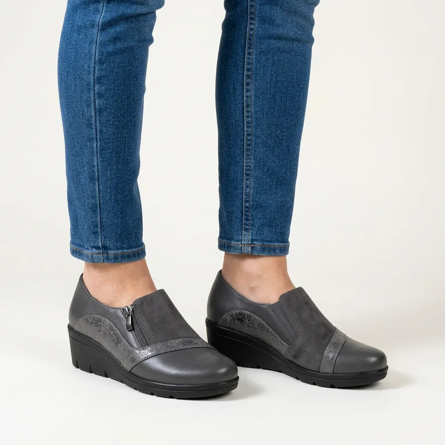 Sophie - Mocassino in Ecopelle Inserti Scamosciati