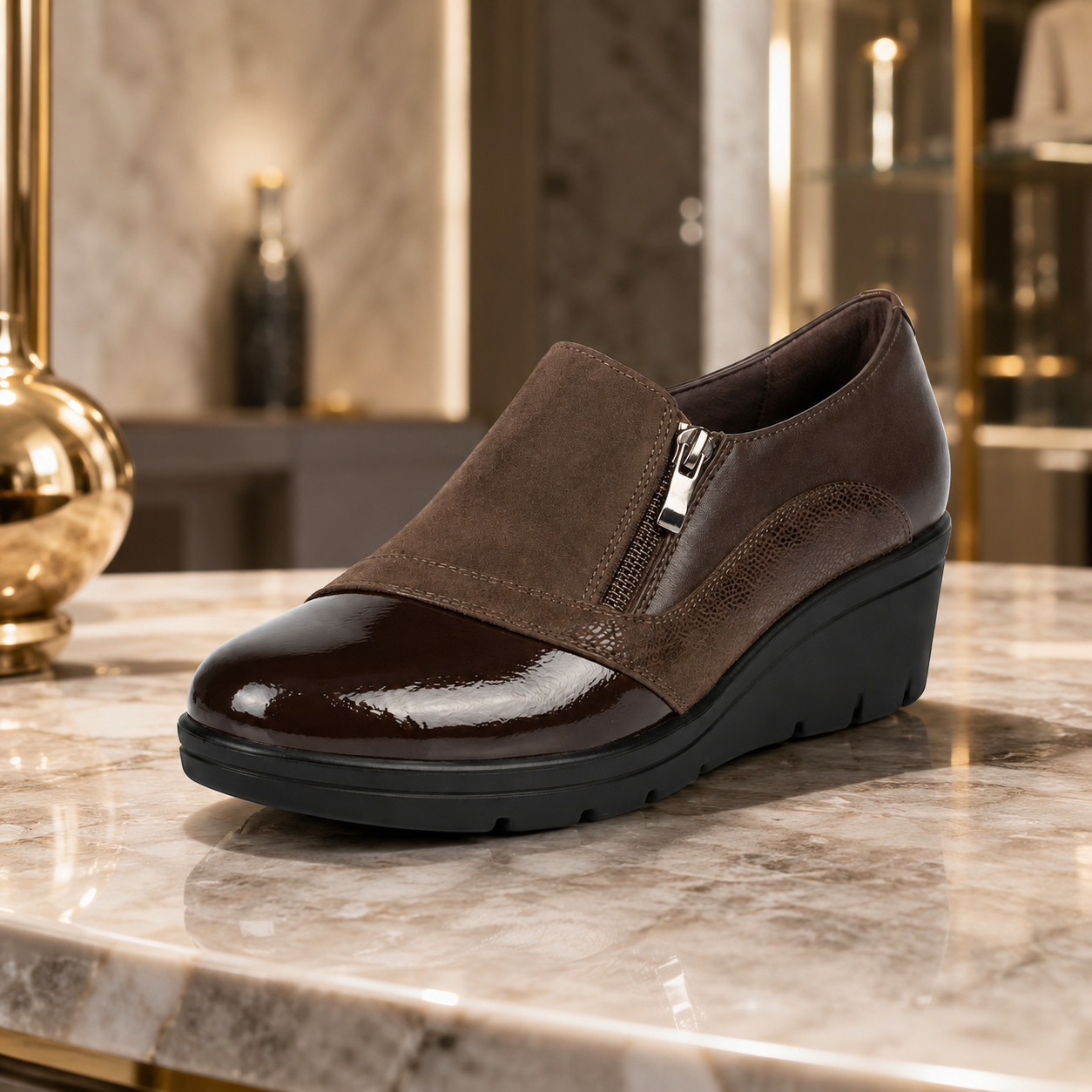Sophie - Mocassino in Ecopelle Inserti Scamosciati
