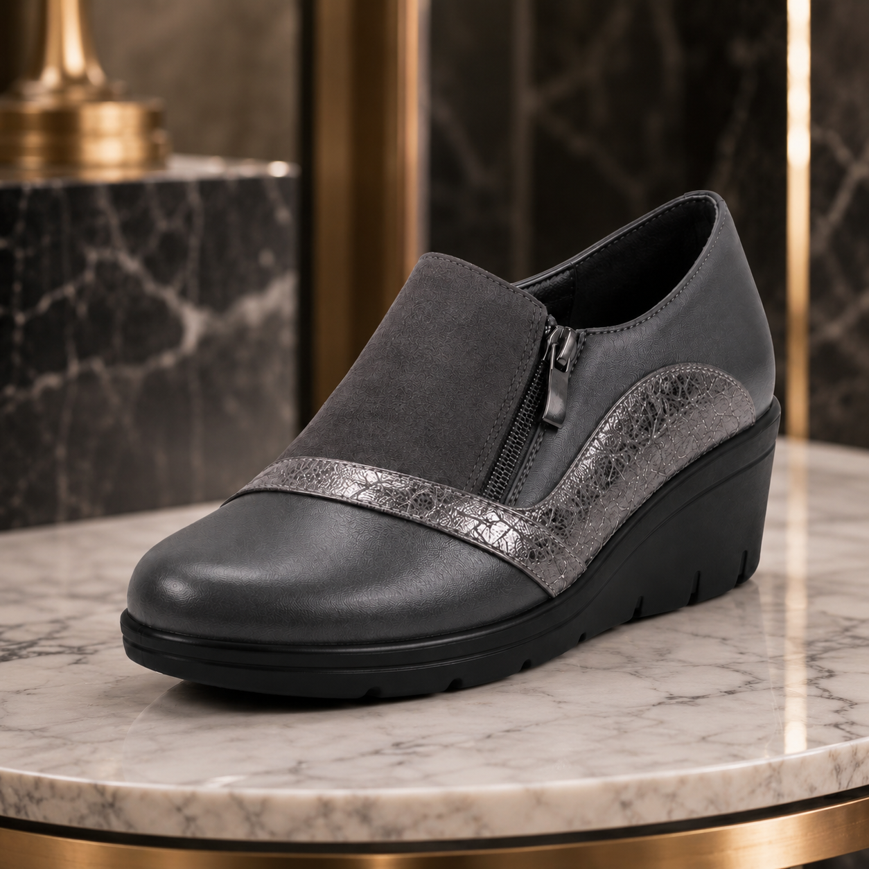 Sophie - Mocassino in Ecopelle Inserti Scamosciati
