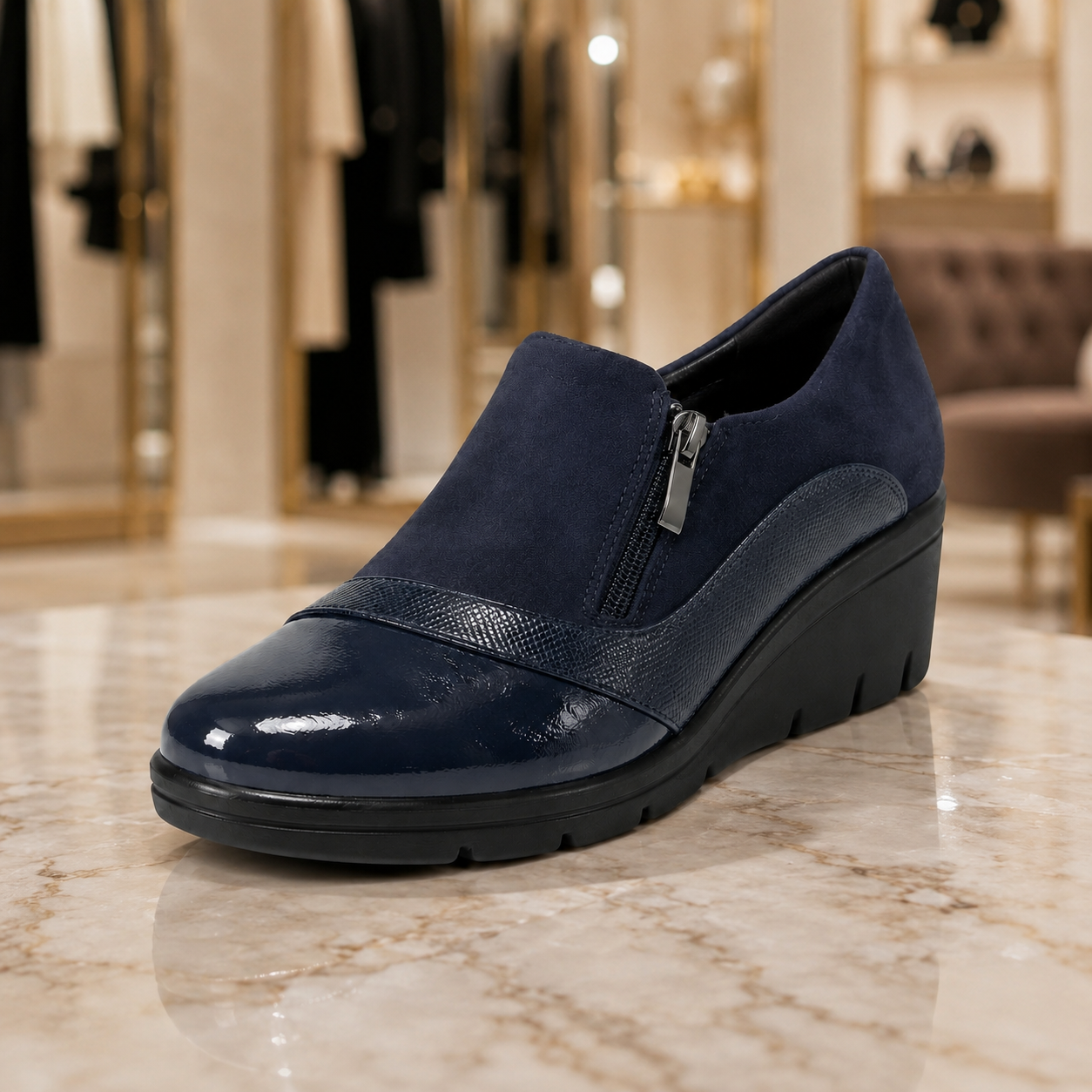 Sophie - Mocassino in Ecopelle Inserti Scamosciati