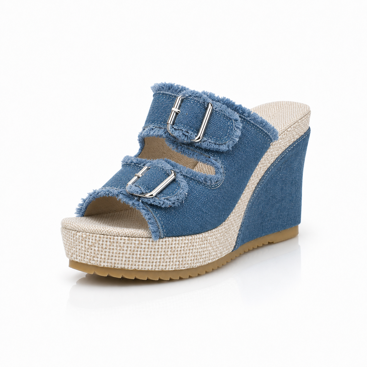 Magda - Sandalo In Tessuto Denim con Zeppa