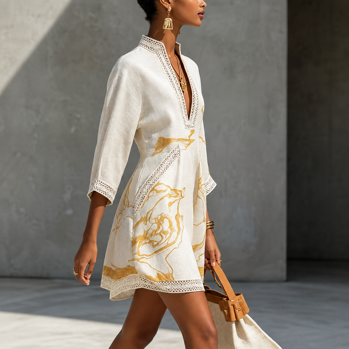 Margaret - Abito Mini in Pizzo in tinta Avorio
