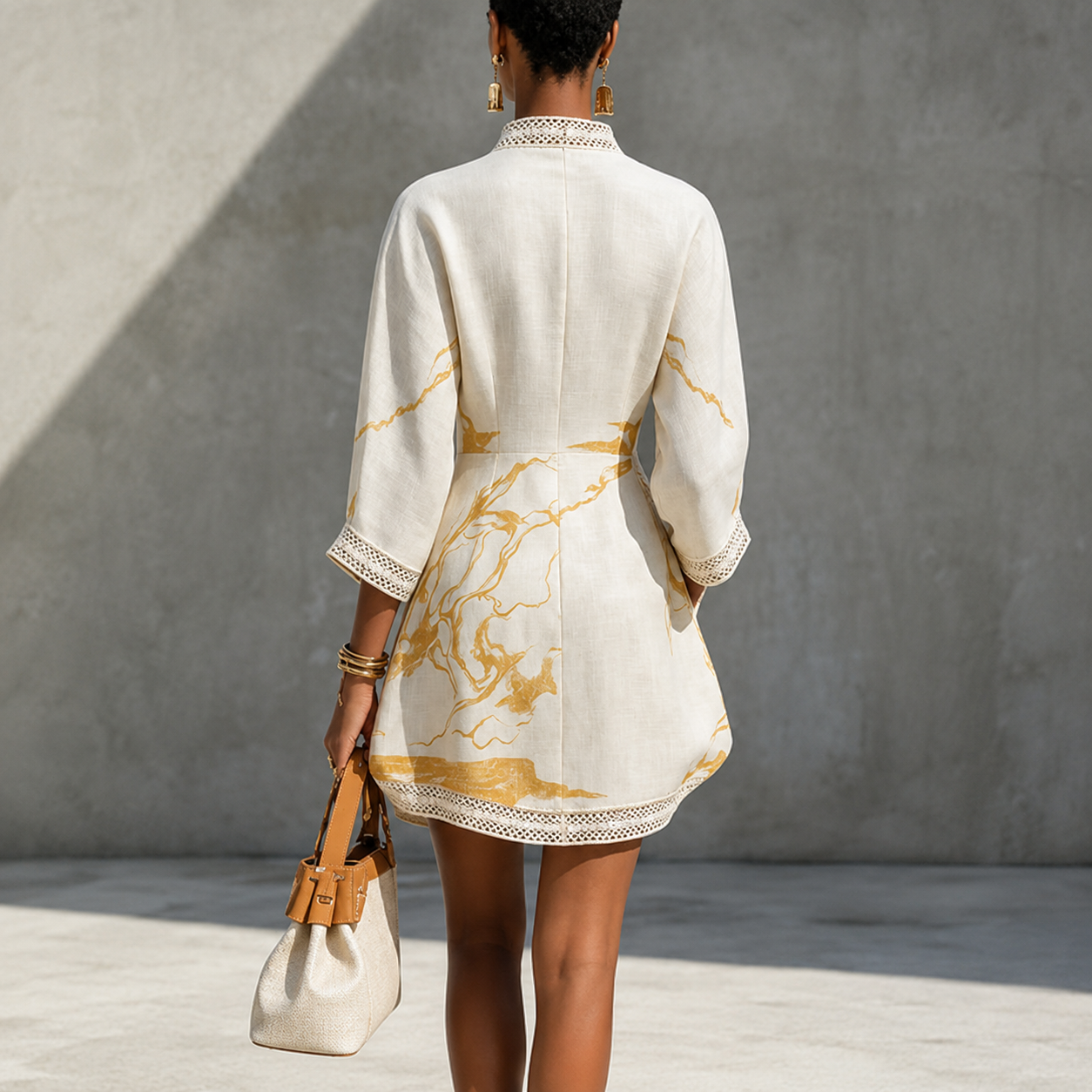 Margaret - Abito Mini in Pizzo in tinta Avorio